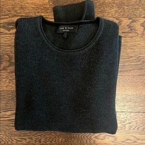 rag & bone Black Ribbed Crewneck Sweater